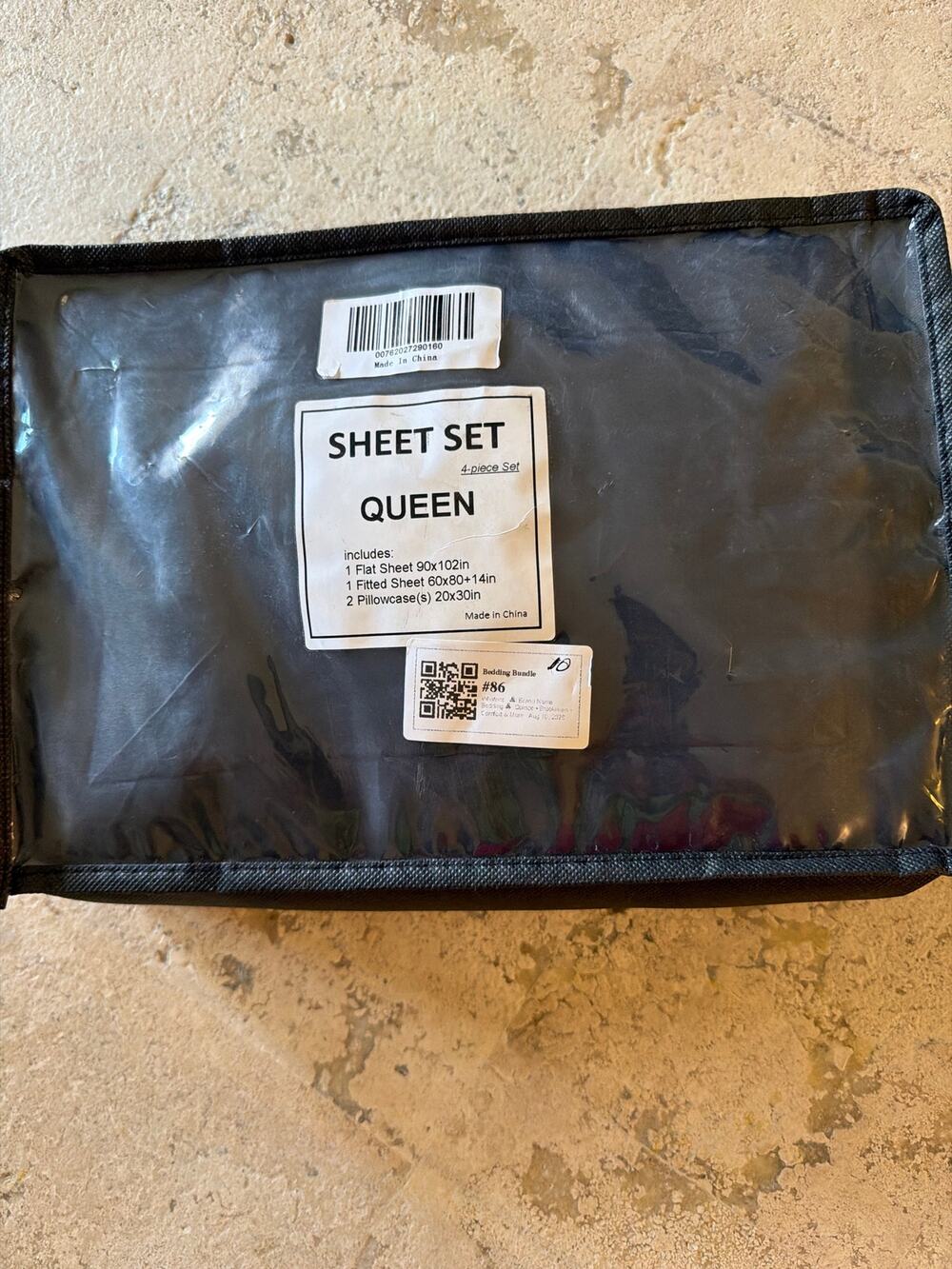 Satin Queen 4 piece sheet set Black NWT